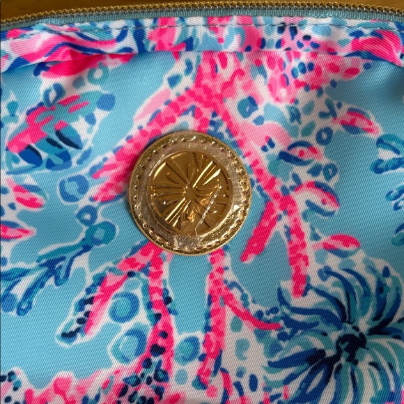 Lilly Pulitzer Blue Floral Belt Bag with Pink Accents - Picture 2 of 6
